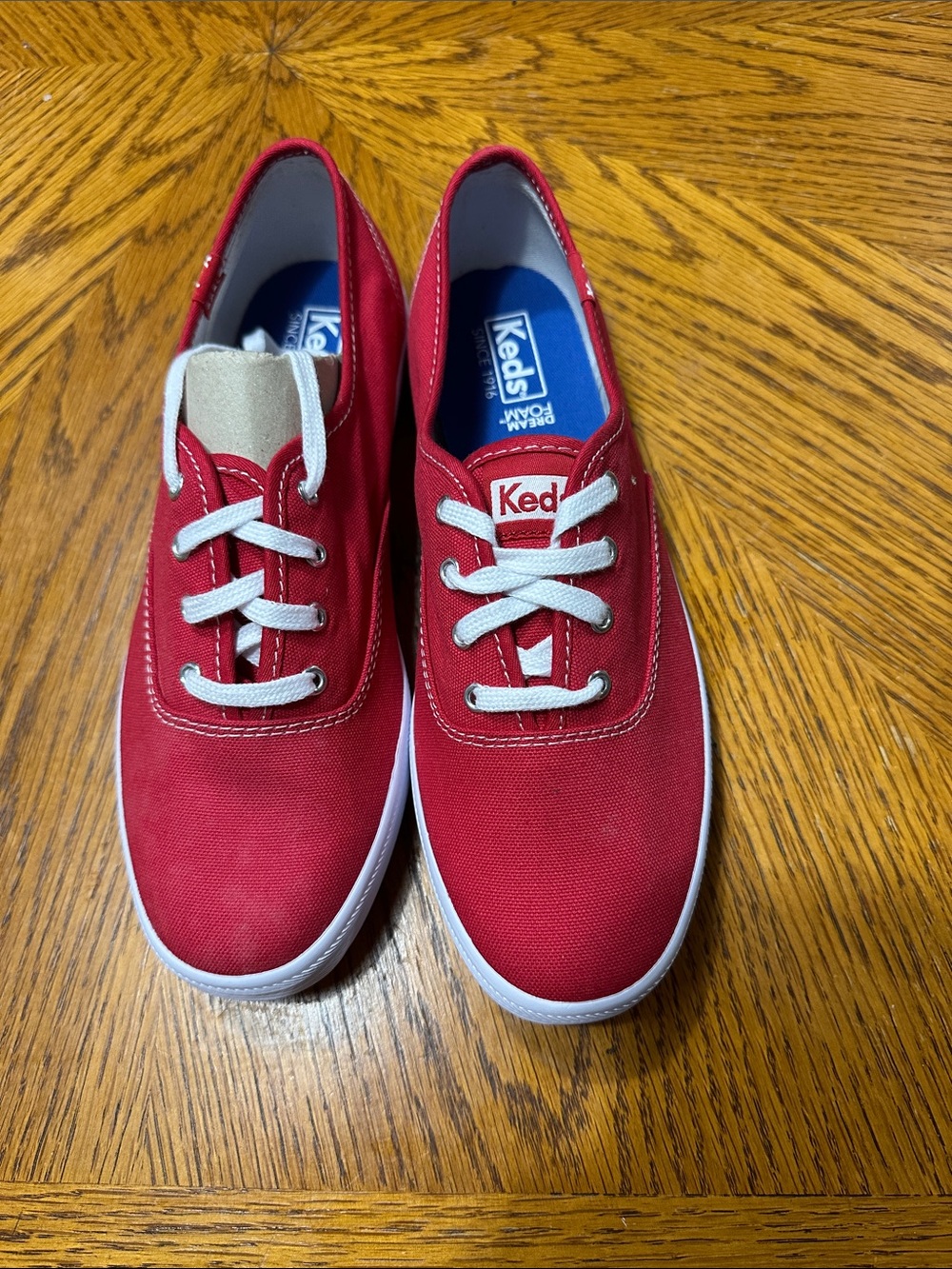 Keds Kids Canvas Sneaker in Red with White Laces